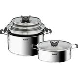 Nacario Tefal Optispace 8 Parça Paslanmaz Çelik Tencere Seti Gri 24 cm