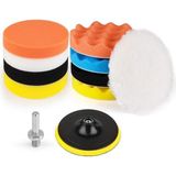 Nacario Telvesse Pasta Cila Polisaj Parlatma Pedi Seti 115MM 11 Parça Oto Parlatıcı Pedleri Otomotiv Parlatma Matkap Uyumlu Parlatma Pedi Kiti Araç, Metal ve Yüzey Parlatma Için Sünger & Yün Ped Takımı