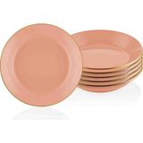 Nacario The Mia Basic Yemek Tabağı 6 Lı Set Somon Pembe - 20CM