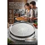 Nacario Transformacion 2'li Set Delikli Lahmacun Pizza Pide Tepsisi, 32 cm Paslanmaz Çelik Çıtır Pişirme Tabağı, Fırın Tepsisi 719633