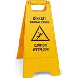 Nacario Üçtem Kaygan Zemin Uyarı Levhası Türkçe + Ingilizce | Katlanabilir Islak Zemin Ikaz Tabelası | Wet Floor Caution Sign | Otel, Hastane, Avm ve Ofis Kullanımı