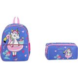 Nacario Unicorn Anaokul Çantası ve Kalem Kutu, Lila-Pembe