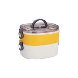 Nacario Vagonlife Bento 1200ML Çift Renkli Lunchbox 2 Katlı Çelik Sefer Tası Yemek Kutusu (Sarı)