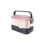 Nacario Vagonlife Bento 1350ML Lunchbox 2 Katlı 3 Bölmeli Sosluklu Çelik Sefer Tası Yemek Kutusu Çatal K