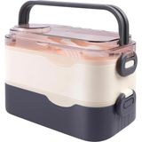 Nacario Vagonlife Bento 1350ML Lunchbox 2 Katlı 3 Bölmeli ve Sosluklu Çelik Sefer Tası Yemek Kutusu Çatal Kaşık Hediyeli (Lacivert)