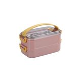 Nacario Vagonlife Bento 1400ML Lunchbox 2 Katlı Çelik Sefer Tası Yemek Kutusu (Pembe)