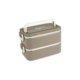 Nacario Vagonlife Bento 2000ML Lunchbox 2 Katlı 3 Bölmeli Mini Kaseli Çelik Sefer Tası Yemek Kutusu (Kahverengi)