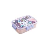 Nacario Vagonlife Bento 750ML Lunchbox Sevimli Dostlar Tek Katlı 3 Bölmeli Paslanmaz Çelik Sefer Tası Yemek Kutusu (Pembe Unicorn)