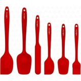 Nacario Valletta Drongo Isıya Dayanıklı Yanmaz Yapışmaz Silikon Spatula Seti 6 Parça Kırmızı