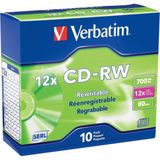 Nacario Verbatim Cd-Rw 700MB 4X-12X Yeniden Yazılabilir Boş Medya - Ince Mücevher Kılıflarında 10 Disk, Gümüş