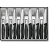 Nacario Victorinox Sofra Çatal Bıçak Seti ile Biftek Bıçağı, Plastik, Siyah, 40 x 25 x 3 Cm, 12-Birim