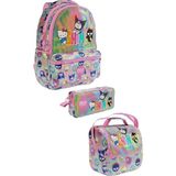 Nacario Wiggle Hello Kitty-Kuromi & Friends Temalı Lisanslı Premium 3'lü Okul Seti Sırt Çantası-Beslenme Çantası-Kalemlik