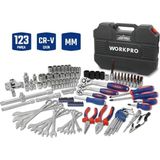 Nacario Workpro WP202533 1/4'’ 3/8’’ 1/2'’ 123 Parça Cr-V Metrik Ağır Hizmet Lokma ve Kombine Anahtar Takımı