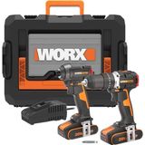 Nacario Worx WX925 20VOLT/2.0AH Li-Ion Çift Akülü Kömürsüz Profesyonel Şarjlı Darbeli Matkap + WX265 Kömürsüz Darbeli Tornavida Kombo Set