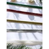 Nacario Yılbaşı Glitter Kurdele Seti, Yeşil, Kırmızı, Altın, Gümüş ve Beyaz, Dekoratif Parlak Şeritler, 5 Parça 2 Metre (5, Simli)