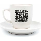 Nacario Yıllar Seni Benimle Yaşlandırsın Krem Türk Kahvesi Fincanı - Hediye Seramik Türk Kahvesi Fincanı