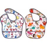 Nacario Yorni 2 Adet Ekonomik Set 6-24 Ay Zoo ve Family Desen Sıvı Geçirmeyen Cepli Cırtlı Mama Önlüğü