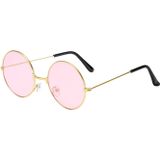 Nacario Yuvarlak Cam John Lennon Tarzı Gold Pembe Gözlük