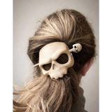 Nacario Zkull Skull Hair Pin - Gotik Kafatası Saç Tokası, Metalik Iskelet Tasarımlı Saç Çubuğu, Viking ve Punk Stil Saç Şekillendirme Aksesuarı (2 Adet Beyaz)