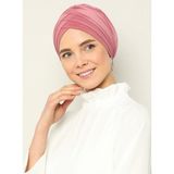 Naciye Sultan Tesettür Çapraz Deniz Bonesi Üç Bantlı Hazır Türban Gül Kurusu - Standart