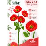 Naderi Çiçeği 1 Adet 4 Çiçekli Yapay Gelincik Dalı 60 cm Kırmızı Yapraklı Saksısız Dekoratif Çiçek