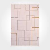 Nadia Krem Geometrik Modern Geometrik Etnik Desenli Boho Makinada Yıkanabilir Hafif Hav Toz Vermez Leke Tutmaz Kaymaz Taban Dijital Makine Baskı Halı Oturma Odası Salon Yolluk Koridor Mutfak Halısı