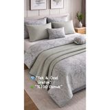Nadide Çeyiz %100 Pamuk 5 Parça Örgü Pikeli Çift Kişilik Nevresim Takımı - Gri - Mint - 200 x 220 cm