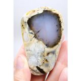 Nadir Renkli Merlinite Dilimi (İki Taraflı Cila Honey & Mavi Dendritik Opal) - Manzara Koleksiyon Ta