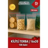 naft 16x20cm 100'lü Buzdolabı Kilitli Torba Poşet Dondurucu İkramlık Çerez Davet Kına Hediyelik Poşeti