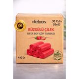naft 30 Rulo Çilek Kokulu Büzgülü Orta Boy Çöp Torbası 10'lu (1 KOLİ) 55x60 Çöp Poşeti 300 Adet