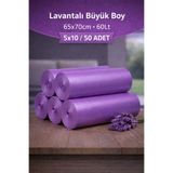 naft Büzgülü Büyük Boy Lavanta Kokulu Çöp Torbası 10'lu 5 Rulo 65x70 Çöp Poşeti 60 Litre