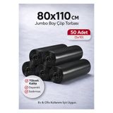 naft Çöp Torbası Jumbo Boy 10’lu 5 Rulo Kalın 80x110 Çöp Poşeti Taşıma Taşınma Nakliye Poşeti