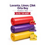 naft Plus Büzgülü Çöp Torbası 55x60 3'Lü Eko Paket Lavanta-Çilek-Limon Kokulu Çöp Poşeti