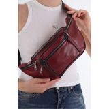 NahitaTyana Unisex Bordo Çok Cepli Hakiki Deri Freebag Bel Çantası Ve Omuz Çantası