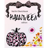 Nail Art Sketchbook - HALLOWEEN edition: Medium length almond nail shape design practice book.