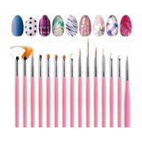 Nail Master 15 Adet Naıl Art Dızayn ve Jel Fırça Seti Pembe