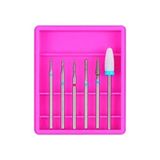 Nail Master 6 Parça Elektrikli Tırnak Törpüsü Freze Seti Seramik Elmas Ucu 2,4mm Pembe Renkli