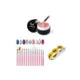 Nail Master Protez Tırnak Jeli 15ml 905 + 15li Fırça Seti + 50li Şablon