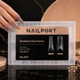Nailport Balerin Protez Tırnak Sandwich Dual Form Jel Polygel Acrygel - Akrijel ve Polijel Için Dual Çift Kalıp 280LI WN-DF027 - Şeffaf