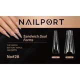 Nailport Medium Stiletto Protez Tırnak Sandwich Dual Üst Form Jel Polygel Acrygel - Akrijel ve Polijel Için Dual Form Şablon 280LI WN-DF028 - Şeffaf