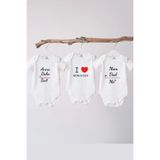 Naive Baby %100 Pamuklu Bebek Body - 3'lü Mom And Dad Set - Bebek Zıbın Badi - Yazılı Zıbın