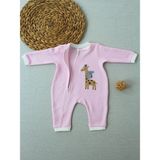 Najmaddin Baby 6-9 12-18 18-24 24-36 Ay Animal Nakışlı Bal Peteği Kumaş Es Fermuarlı Kız Bebek Tulumu P - Pembe