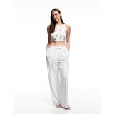 Nakış Detaylı Gipeli Halter Yaka Crop Çiçekli Bluz