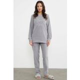 Nakis Detayli Polar Pijama Takim - Gri