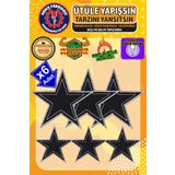 Nakış Fabrikası Ütü Ile Yapışan Nakışlı Patch Arma Peç, Siyah Yıldız (6 ADET), Yerli Malı Nakış Işleme Yama