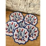 Nakış Konsept Çini Desen Işlemeli Kokteyl Peçete 6 Adet - 15 x 15 cm - Beyaz - Mavi