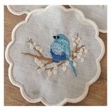 Nakış Konsept Kuş Desenli Kokteyl Peçete 1 Adet - Ekru - 15 x 15 cm