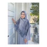 Nakişce Büyük Boy Bulut Desen Pamuklu soft Eşarp Gri 120x120