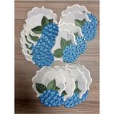 Nakışkonsept Ortanca Desenli Runner ve 6 Lı Kokteyl Peçete Takım - 15 x 15 cm - Ekru