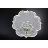 Nakışkonsept Papatya Desenli Puanlı Kokteyl Peçete 6lı - 15 x 15 cm - Gri - Beyaz